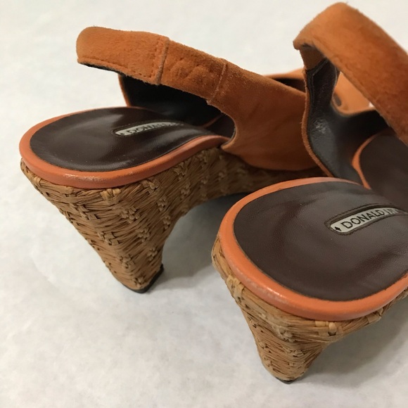 Donald J Pliner Sling Back Rust Orange Suede Wedge - Picture 11 of 14